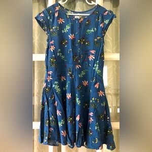 Gap size M 8 years blue floral dress with strawberries EUC